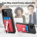 Magsafe Folding Ring Phone Card Bag Case for iPhone 15 / iPhone 14 / iPhone 13(Red)