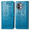 For vivo S18e Cat and Dog Embossed Leather Phone Case(Blue)
