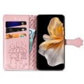 For vivo S18 Pro Cat and Dog Embossed Leather Phone Case(Rose Gold)