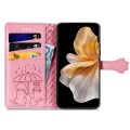 For vivo S18 Pro Cat and Dog Embossed Leather Phone Case(Pink)