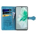 For vivo S18 Cat and Dog Embossed Leather Phone Case(Blue)