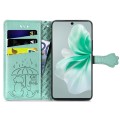 For vivo S18 Cat and Dog Embossed Leather Phone Case(Green)