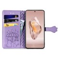 For OnePlus Ace 3 Cat and Dog Embossed Leather Phone Case(Purple)