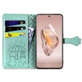 For OnePlus Ace 3 Cat and Dog Embossed Leather Phone Case(Green)