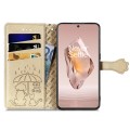 For OnePlus Ace 3 Cat and Dog Embossed Leather Phone Case(Gold)