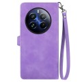 For Realme 12 Pro Embossed Flower Zipper Leather Phone Case(Purple)