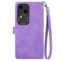 For vivo S18 Embossed Flower Zipper Leather Phone Case(Purple)