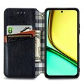 For  Realme C67 4G Cubic Grid Pressed Magnetic Leather Phone Case(Black)