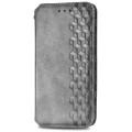 For Realme 12 Pro+ Cubic Grid Pressed Magnetic Leather Phone Case(Grey)