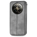 For Realme 12 Pro+ Cubic Grid Pressed Magnetic Leather Phone Case(Grey)
