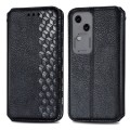 For vivo S18 Cubic Grid Pressed Magnetic Leather Phone Case(Black)