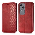For vivo S18 Cubic Grid Pressed Magnetic Leather Phone Case(Red)
