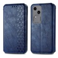 For vivo S18 Cubic Grid Pressed Magnetic Leather Phone Case(Blue)