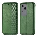 For vivo S18 Cubic Grid Pressed Magnetic Leather Phone Case(Green)