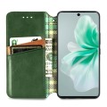 For vivo S18 Cubic Grid Pressed Magnetic Leather Phone Case(Green)