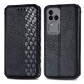 For vivo S18 Pro Cubic Grid Pressed Magnetic Leather Phone Case(Black)