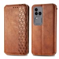 For vivo S18 Pro Cubic Grid Pressed Magnetic Leather Phone Case(Brown)