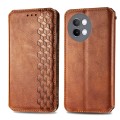For vivo S18e Cubic Grid Pressed Magnetic Leather Phone Case(Brown)