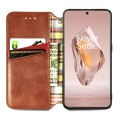 For OnePlus Ace 3 Cubic Grid Pressed Magnetic Leather Phone Case(Brown)