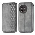 For OnePlus Ace 3 Cubic Grid Pressed Magnetic Leather Phone Case(Grey)