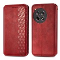 For OnePlus Ace 3 Cubic Grid Pressed Magnetic Leather Phone Case(Red)