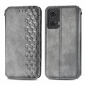 For OnePlus 12R Cubic Grid Pressed Magnetic Leather Phone Case(Grey)