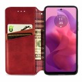 For OnePlus 12R Cubic Grid Pressed Magnetic Leather Phone Case(Red)