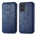 For OnePlus 12R Cubic Grid Pressed Magnetic Leather Phone Case(Blue)