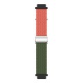 For Huawei Watch GT4 41mm Integrated Buckle Braided Nylon Watch Band(Orange+Olive Green)