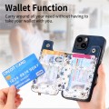 For iPhone 15 Pro Retro Painted Zipper Wallet Back Phone Case(Blue)