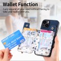 For iPhone 15 Plus Retro Painted Zipper Wallet Back Phone Case(Blue)