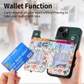 For iPhone 15 Retro Painted Zipper Wallet Back Phone Case(Green)