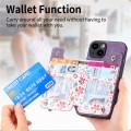 For iPhone 14 Pro Max Retro Painted Zipper Wallet Back Phone Case(Purple)