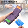 For iPhone 15 Pro Max Cross Leather Ring Vertical Zipper Wallet Back Phone Case(Purple)