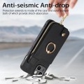 For iPhone 15 Pro Max Cross Leather Ring Vertical Zipper Wallet Back Phone Case(Black)