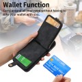 For iPhone 15 Pro Max Cross Leather Ring Vertical Zipper Wallet Back Phone Case(Black)