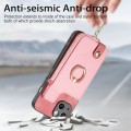 For iPhone 15 Pro Max Cross Leather Ring Vertical Zipper Wallet Back Phone Case(Pink)