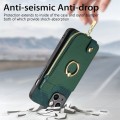 For iPhone 15 Pro Max Cross Leather Ring Vertical Zipper Wallet Back Phone Case(Green)