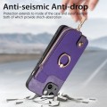 For iPhone 15 Pro Cross Leather Ring Vertical Zipper Wallet Back Phone Case(Purple)