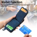 For iPhone 15 Pro Cross Leather Ring Vertical Zipper Wallet Back Phone Case(Blue)