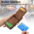 For iPhone 15 Plus Cross Leather Ring Vertical Zipper Wallet Back Phone Case(Brown)