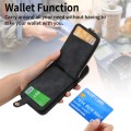 For iPhone 14 Pro Cross Leather Ring Vertical Zipper Wallet Back Phone Case(Black)