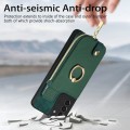 For Samsung Galaxy S21 5G Cross Leather Ring Vertical Zipper Wallet Back Phone Case(Green)