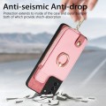 For Samsung Galaxy S21 5G Cross Leather Ring Vertical Zipper Wallet Back Phone Case(Pink)