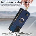 For Samsung Galaxy S21 5G Cross Leather Ring Vertical Zipper Wallet Back Phone Case(Blue)