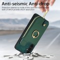 For Samsung Galaxy A04s Cross Leather Ring Vertical Zipper Wallet Back Phone Case(Green)