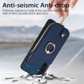 For Samsung Galaxy A04s Cross Leather Ring Vertical Zipper Wallet Back Phone Case(Blue)