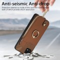 For Samsung Galaxy A22 5G Cross Leather Ring Vertical Zipper Wallet Back Phone Case(Brown)