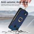 For Samsung Galaxy A30 Cross Leather Ring Vertical Zipper Wallet Back Phone Case(Blue)