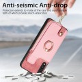 For Samsung Galaxy A50 Cross Leather Ring Vertical Zipper Wallet Back Phone Case(Pink)
